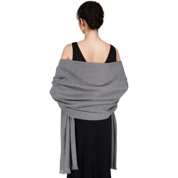 🆕 Women Grey Wedding Evening Dress Pashmina Shawl Winter Foulard Femme Wraps - Picture 1 of 7